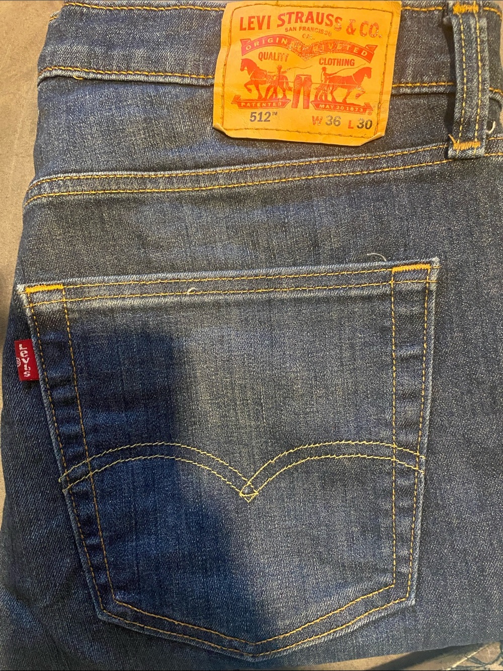 Levi's 512 Slim Straight Jeans - Dark Blue with Yellow Stitching